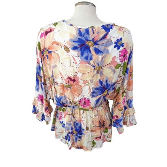 Floral Wrap Blouse - Multicolor - Picture 3 of 6